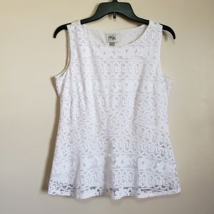 Beige by eci Sleeveless White Blouse Lace Medium